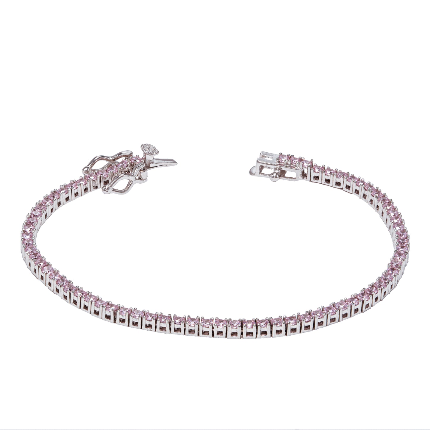 Bracciale Tennis Rosa in Argento 925 con zirconi