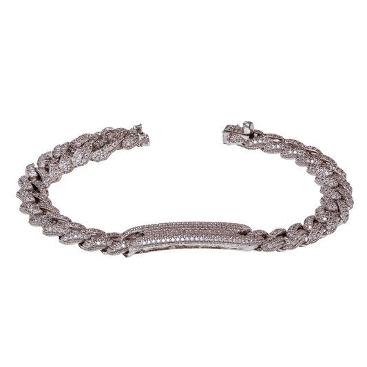 Bracciale Groumette Bianco in argento e zirconi