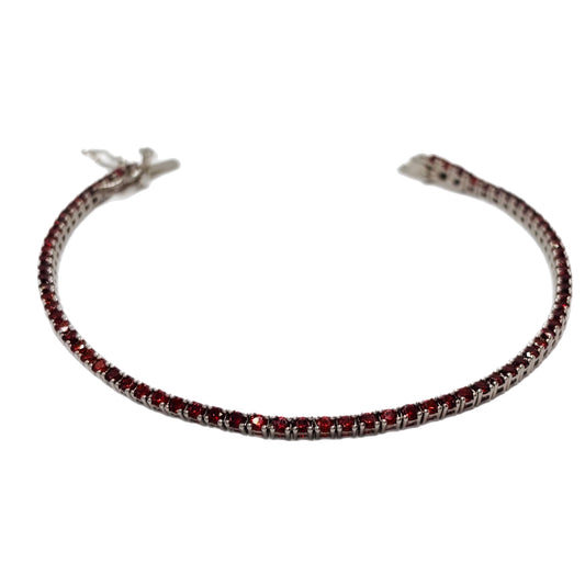 Bracciale Tennis Rosso in Argento 925 con zirconi