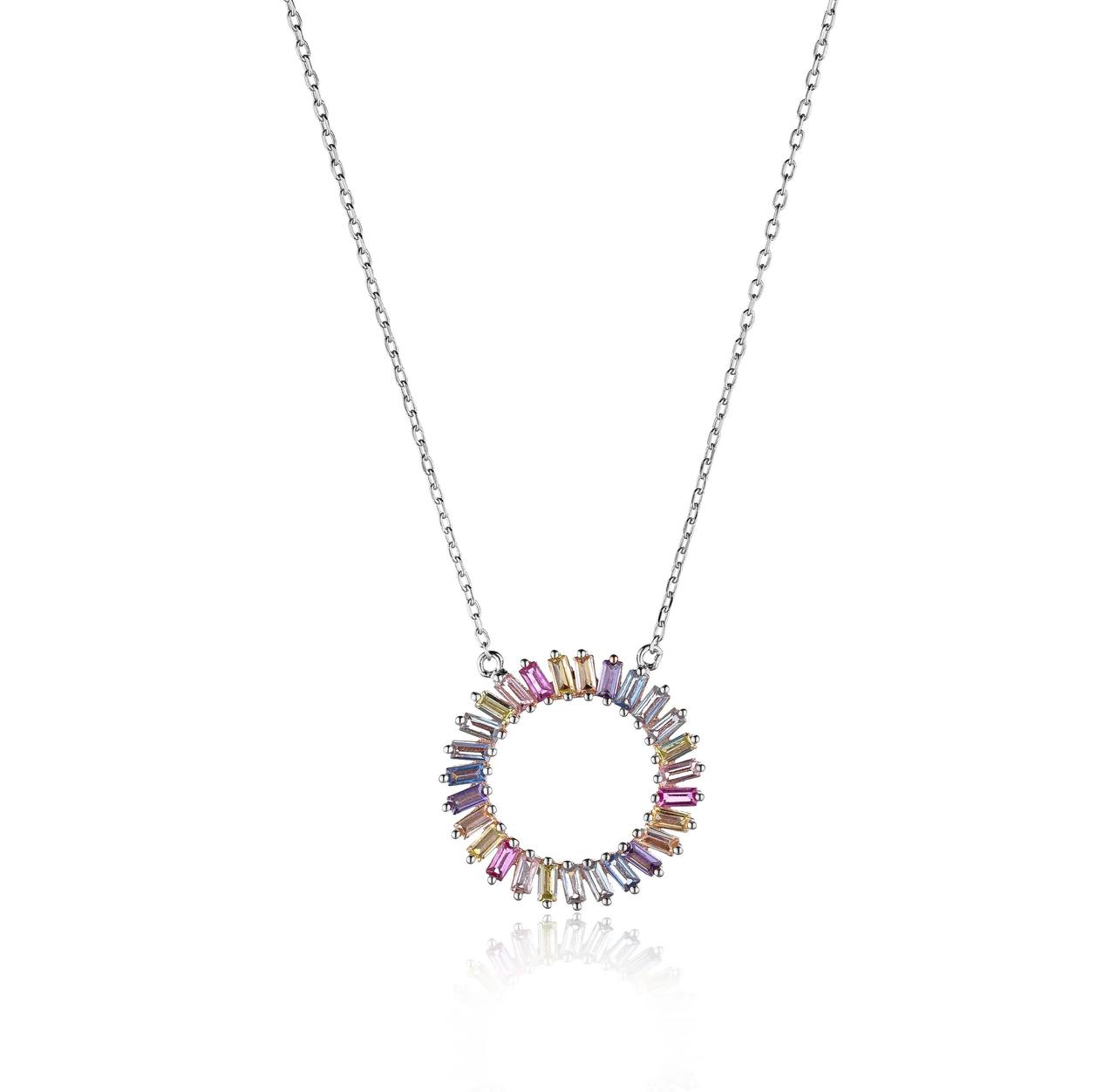 Collana Arcobaleno multicolore in argento con zirconi