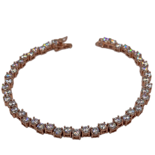 Bracciale Tennis Bianco in Argento 925 color oro rosa con zirconi