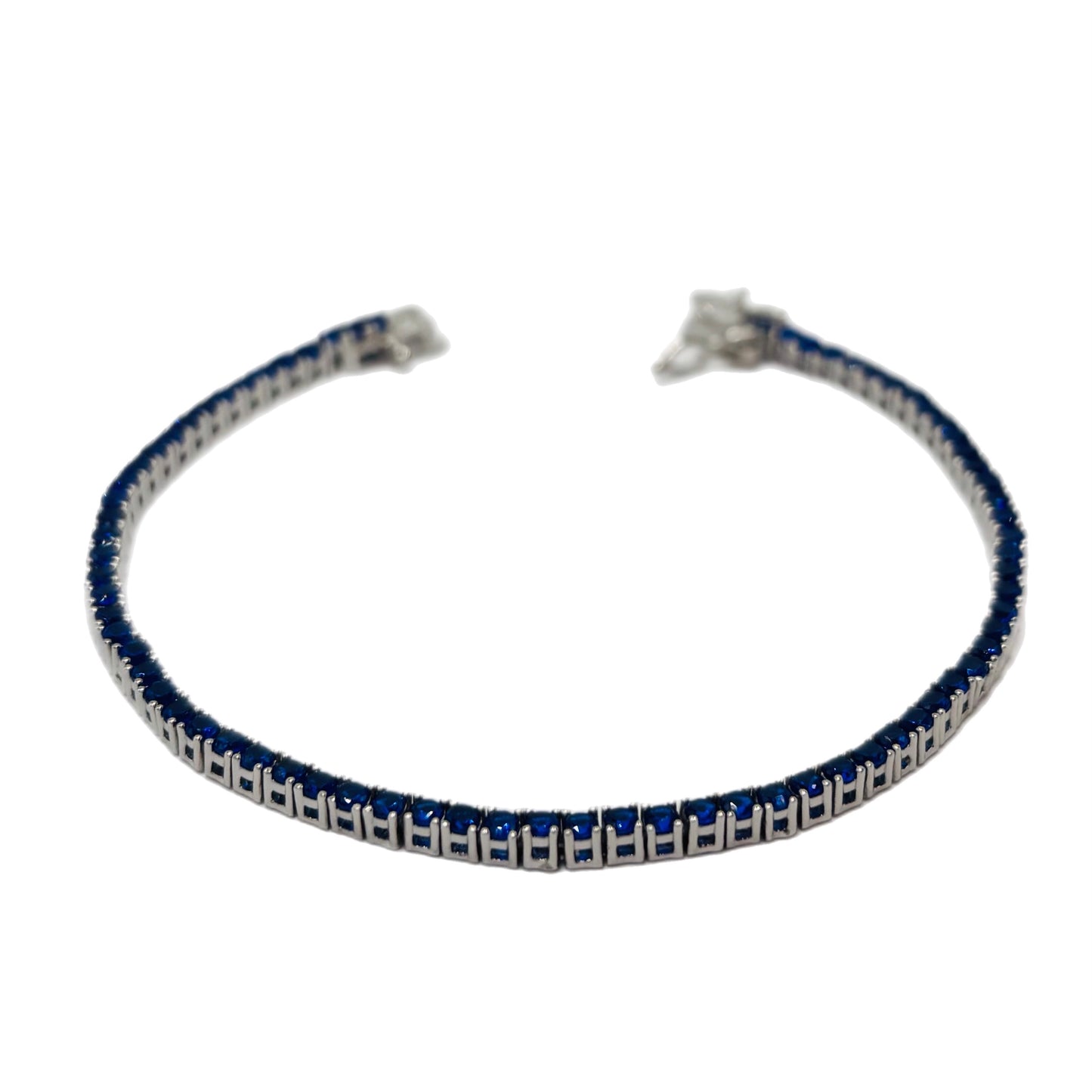 Bracciale Tennis Blu in Argento 925 con zirconi blu e bianchi