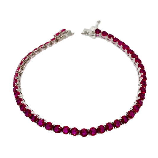 Bracciale Tennis Magenta in Argento 925 con zirconi Magenta