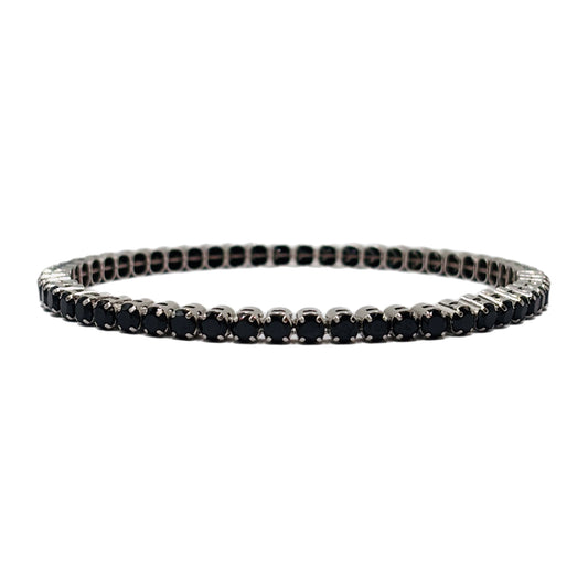 Bracciale Tennis A Molla Nero in Argento 925 con zirconi